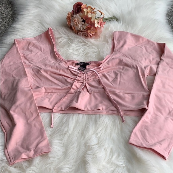 Victoria's Secret Tops - Victoria’s Secret knot front Crop top long sleeve